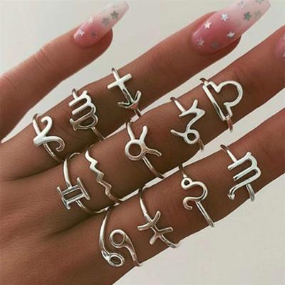 New Twelve Constellations Ring Set, Creative Personalized Joint Women's Trend Ring Jewelry