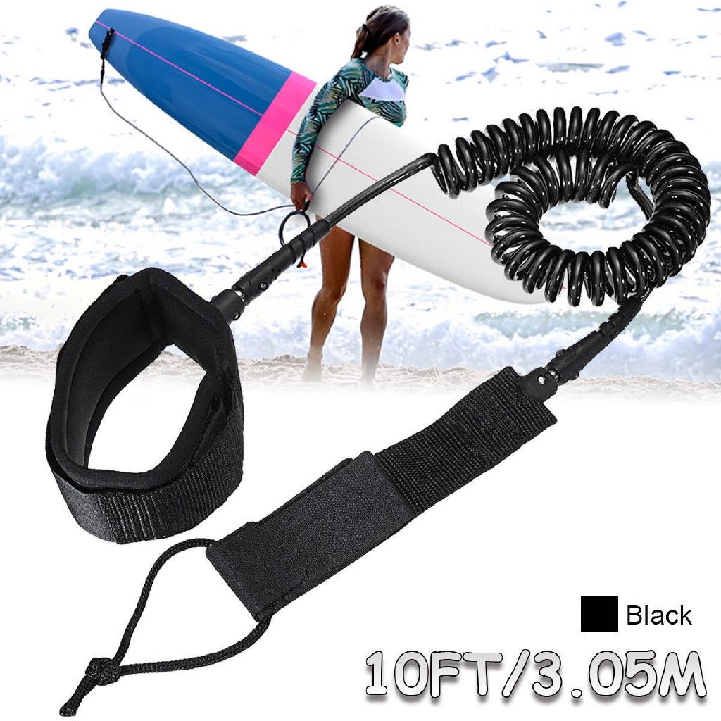 7mm Surfing Foot Cord String 10ft SUP Ankle Leash Surfboard Coiled Stand UP Paddle Board TPU Paddle Board Rope Surfing Accessory Black/green/yellow