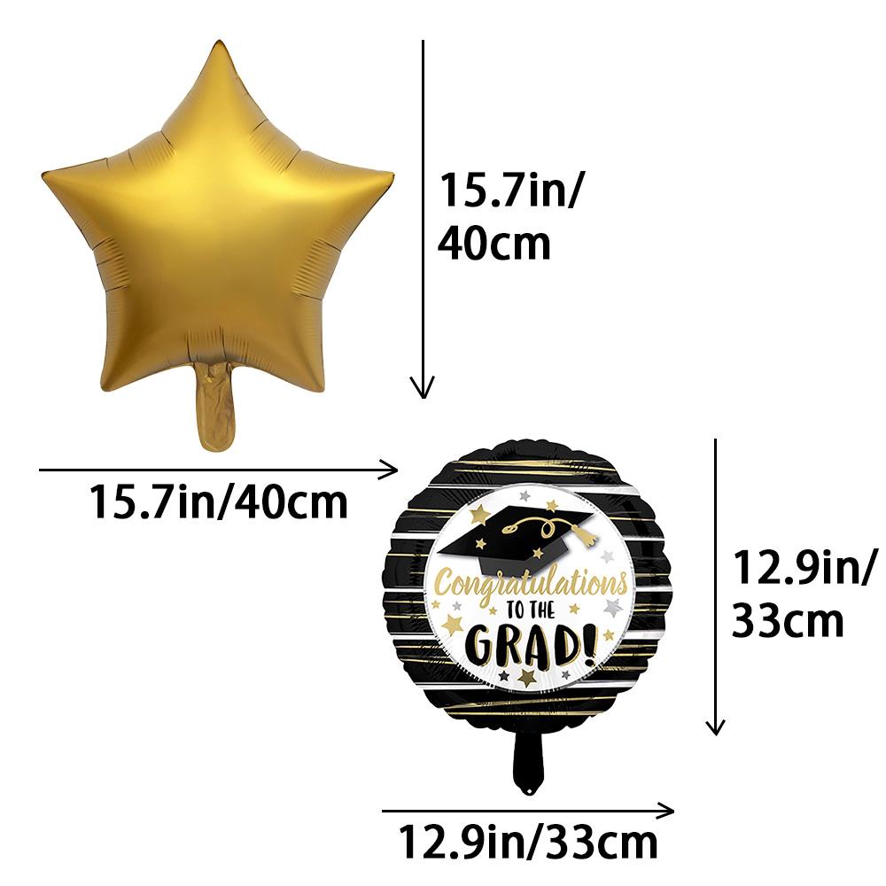 12Pcs Graduation Foil Balloon Set, Congrats Grad 18-Inch Round Mylar Balloons & Star Foil Balloons, Aesthetic Class of 2026 Deco