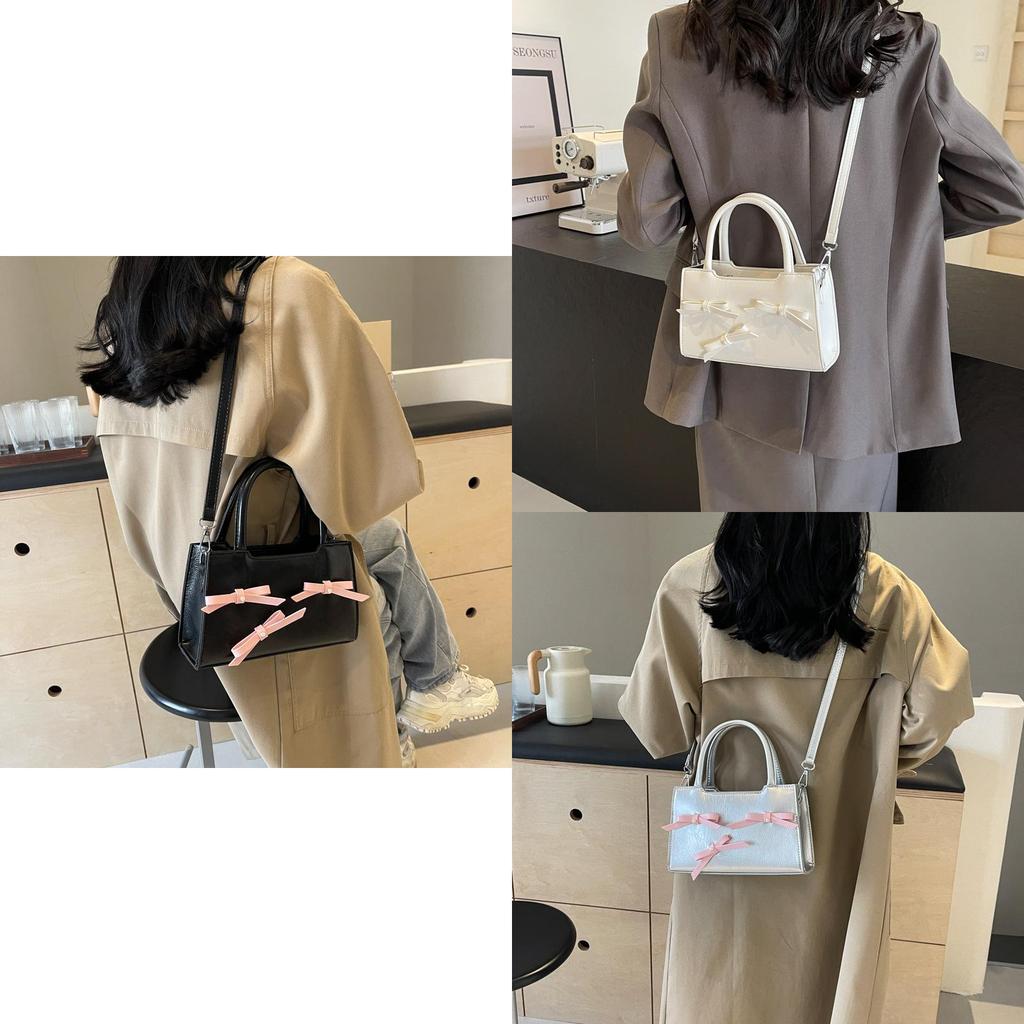 Stylish Small Kelly Bag With Butterfly Bow Design Pu Material Street Fashion Trend Oval Shape 2023 New Winter Shoulder Bag