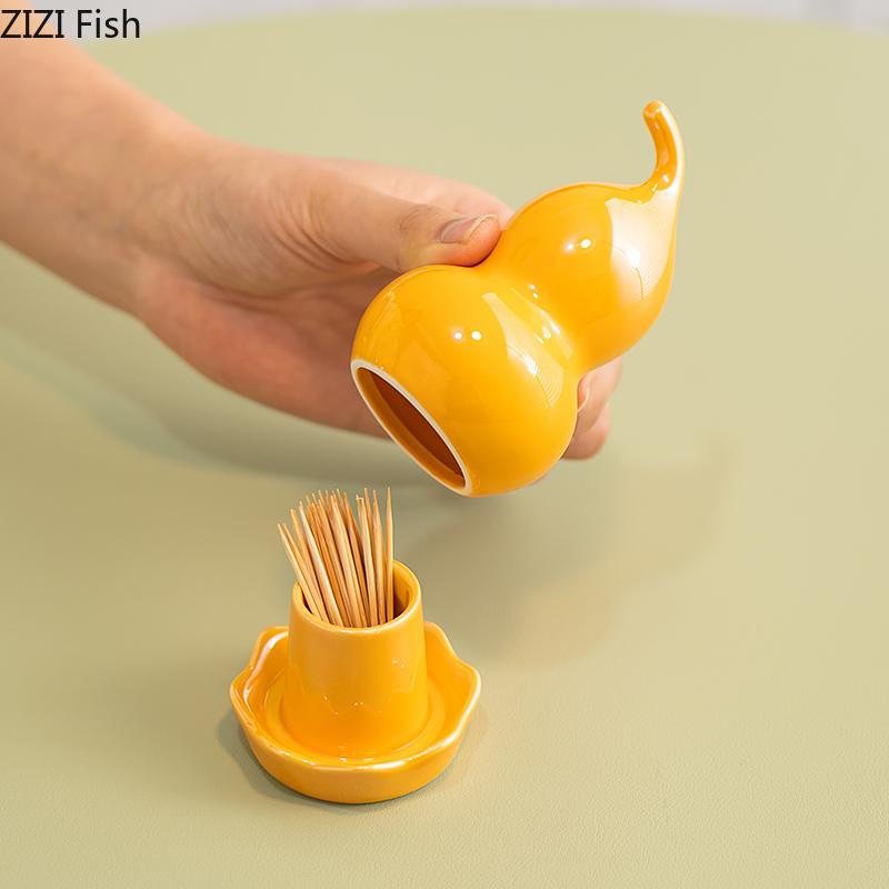 Kürbisförmiger Keramik-Zahnstocherhalter Modern Kreativ Zuhause Restaurant Zahnstocherbox Zahnseide Wattestäbchen Keramik Aufbewahrungsbox