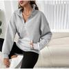 Casual Pullover Women Short Loose Autumn Winter Lapel Zippers Pockets Female's Hoodie Full Sleeve Solid Tops Lady Soft All-match