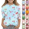 Children's Printed Round Neck Seven Quarter Sleeve Casual T-shirt