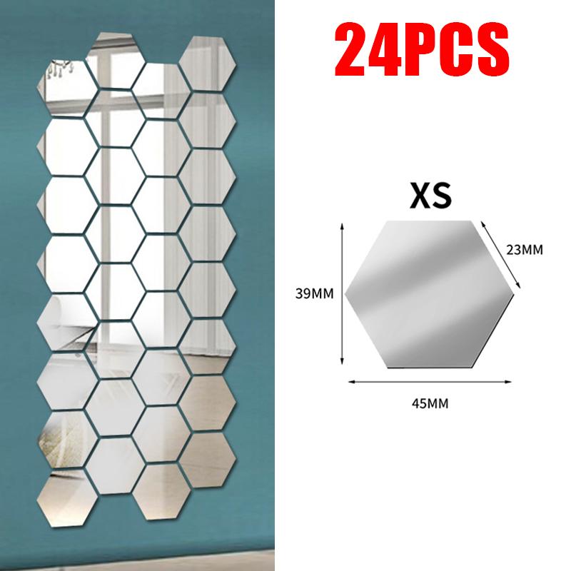 3D Hexagon Mirror Wall Stickers DIY Wall Mirrors Sticker Removable Self Adhesive Aesthetic Mosaic Tiles Decals Home Decoration