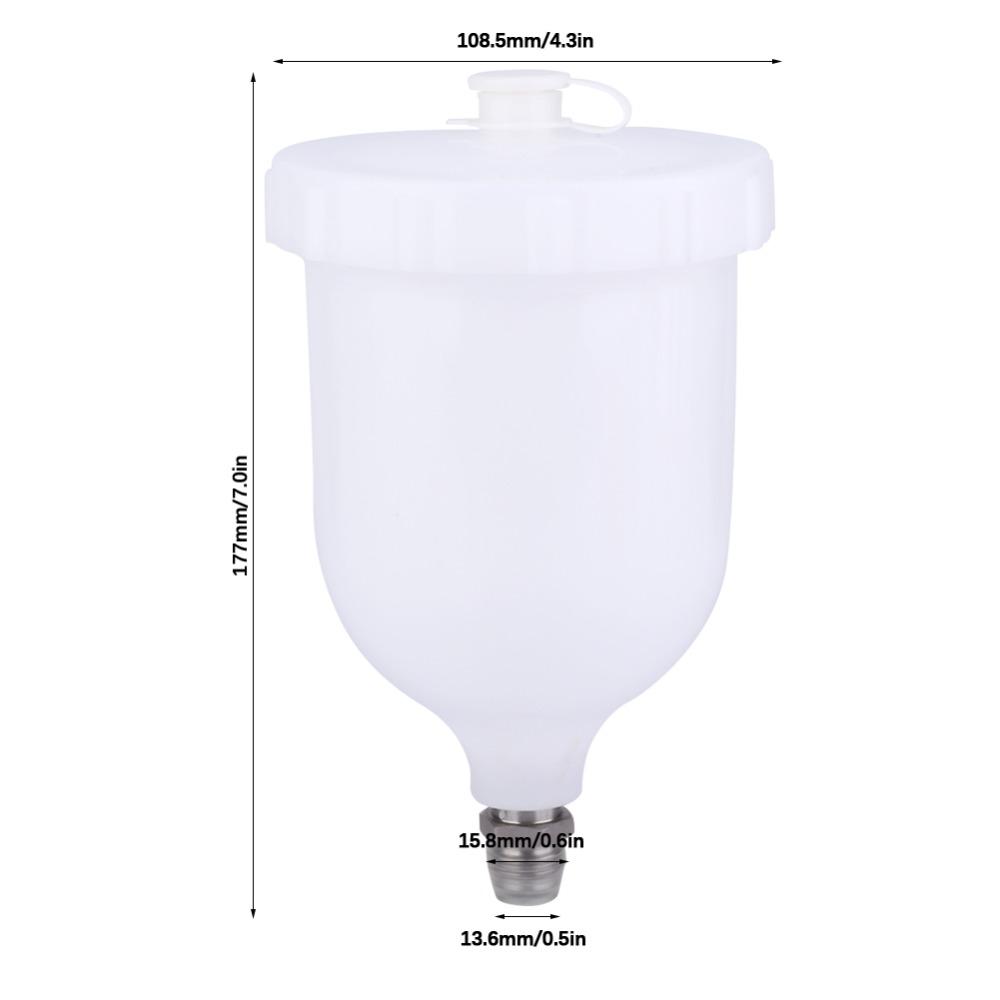 600ml Spray Gun Pot Threaded Connector For Dv1 GTI Pro TT GFG Gravity Feed Spray Gun Pot Plastic Material