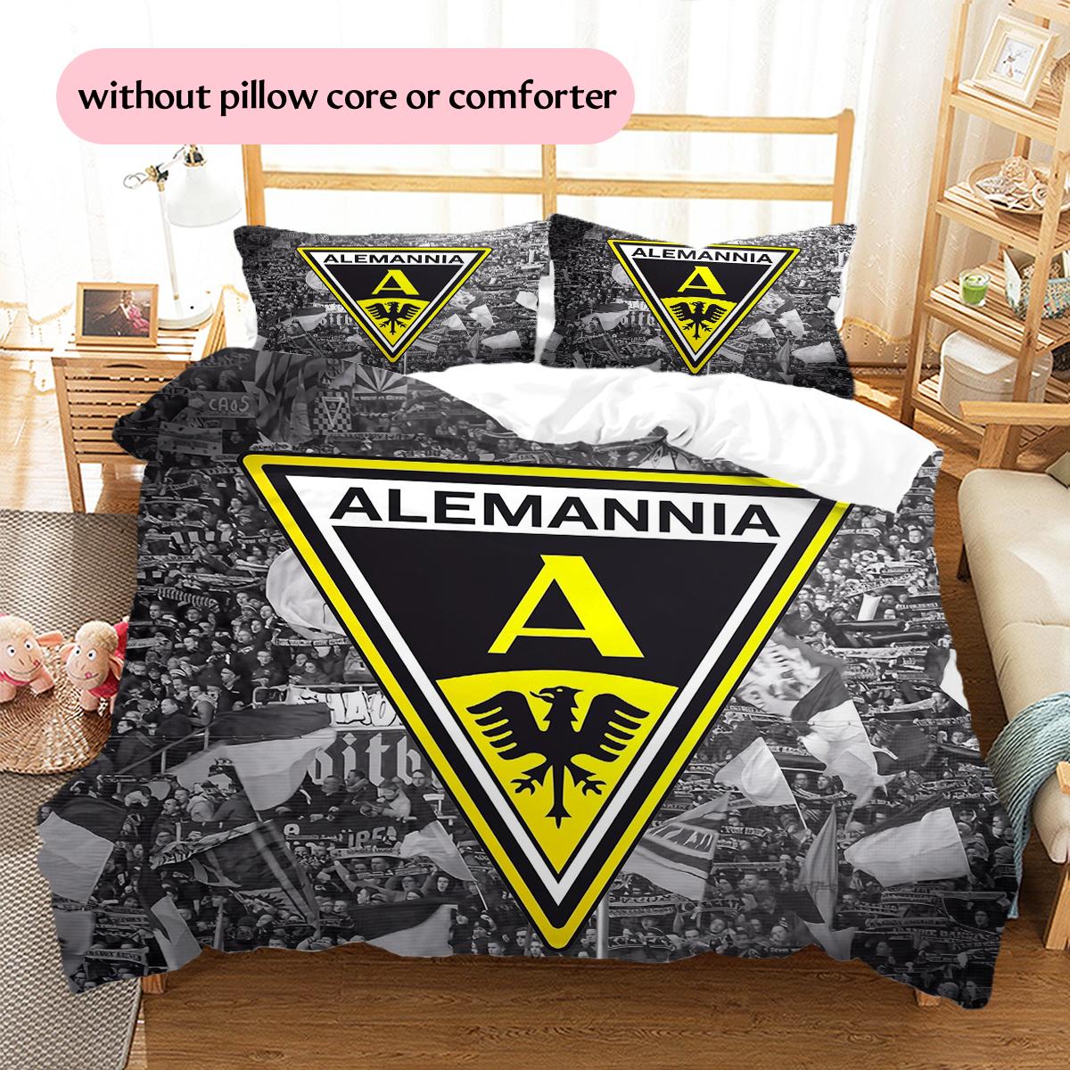 Alemannia Aachen Muster Bettwäsche Heimdekoration Geburtstag & Festtagsgeschenk (1 Bettbezug + 2 Kissenbezüge, ohne Füllung) 135x200cm