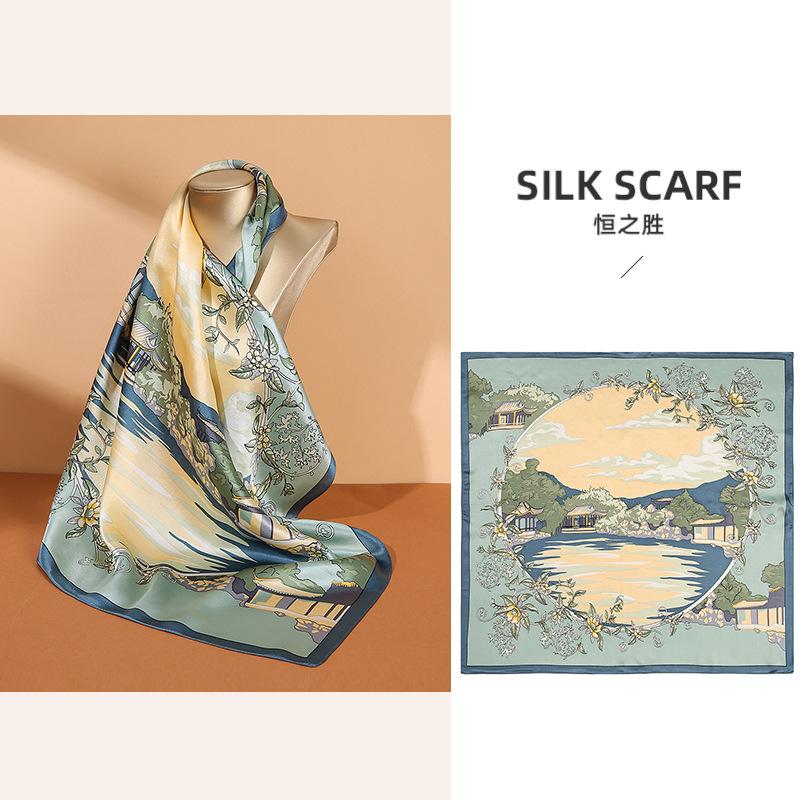 Mulberry silk silk scarf French retro spring silk scarf wholesale 70 silk square scarf versatile strap scarf
