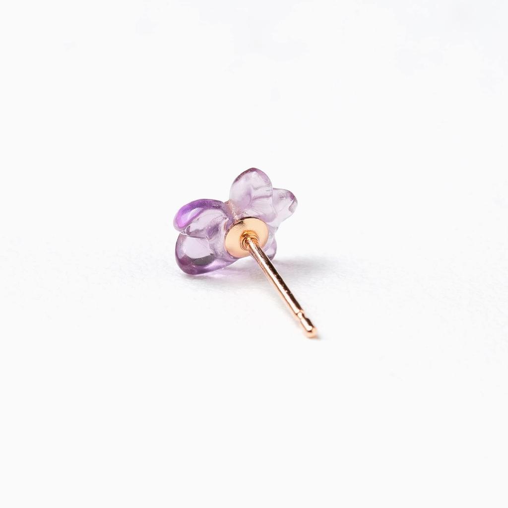 BLOOM Official K10 Pink Gold March Birth Violet Women's Earrings, Flower, (Single Ear) 0222-8977-0019-0000
