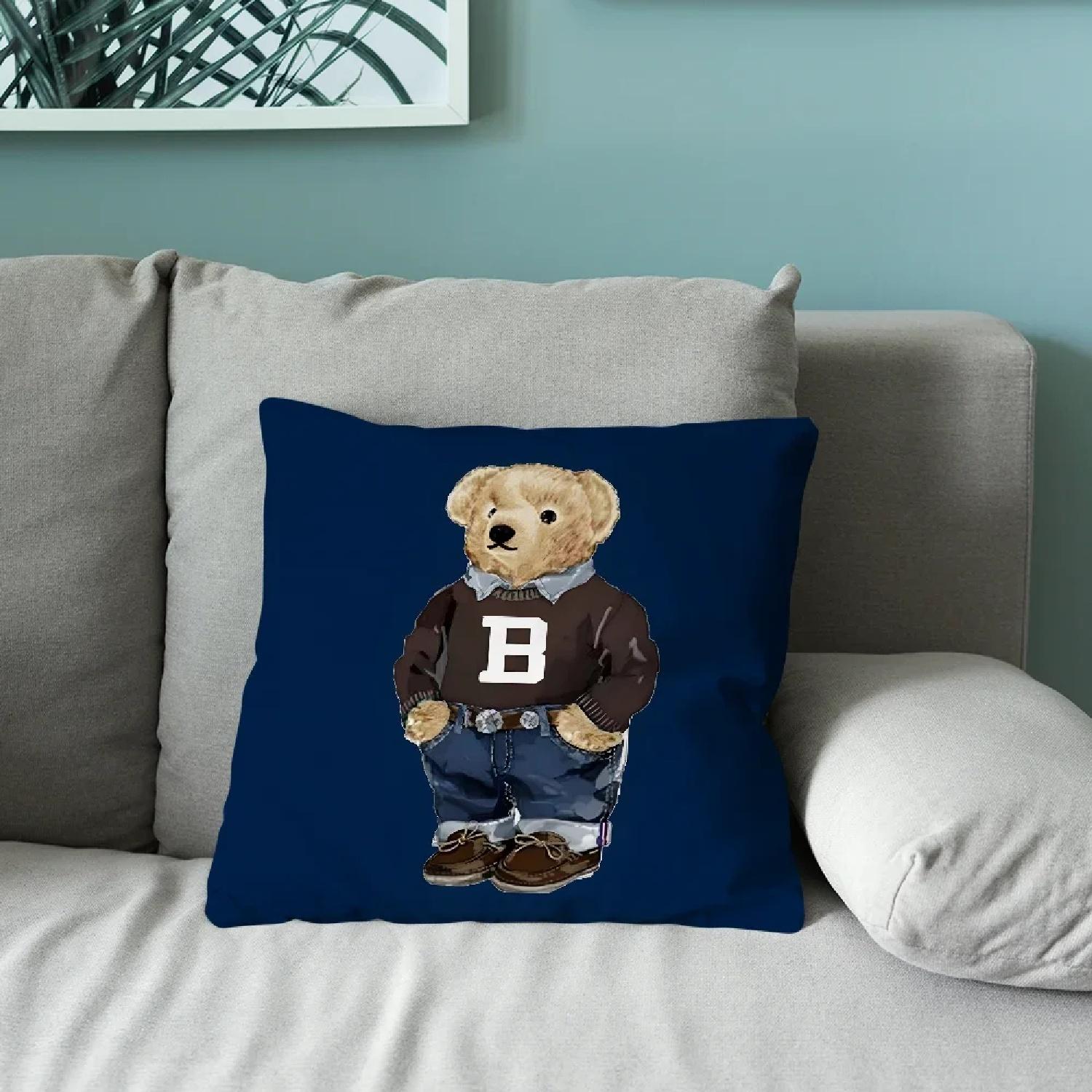 

мультфильм Крутой P-Polo B-BearS Наволочка Наволочка Мягкие Чехлы для Подушек для Декора Дивана в Стиле Кантри Домашние Украшения и Постельное Белье SZT,(4) 30x30cm