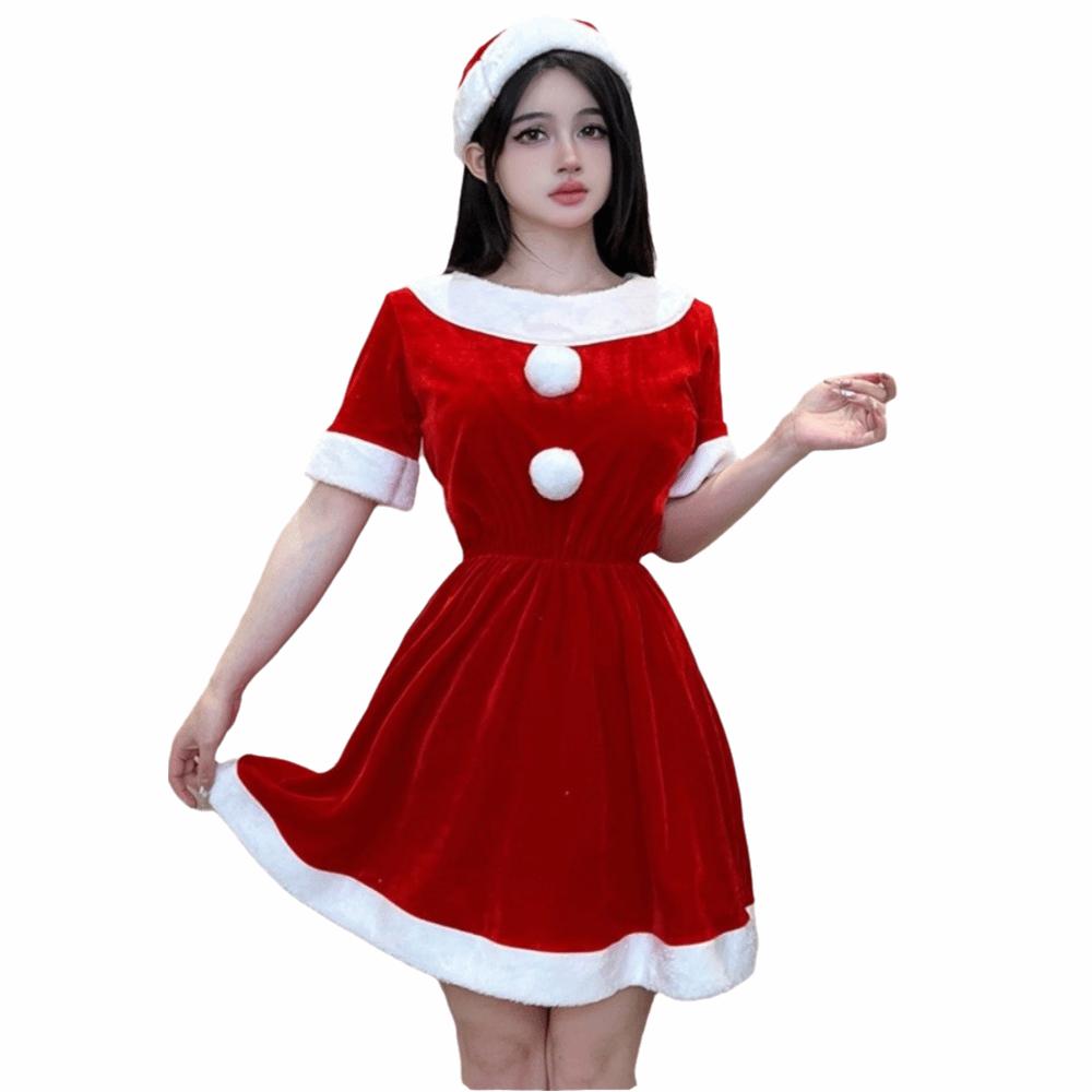 Santa Hat Christmas Dress Santa Claus Christmas Perform Costume Sexy Bunny Girl Costume  Xmas Suit