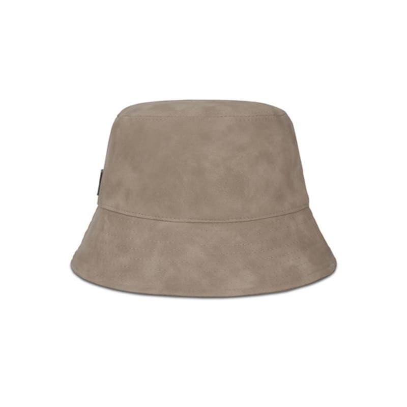 VARZAR VA Studded Vegan Leather Bucket Hat Beige