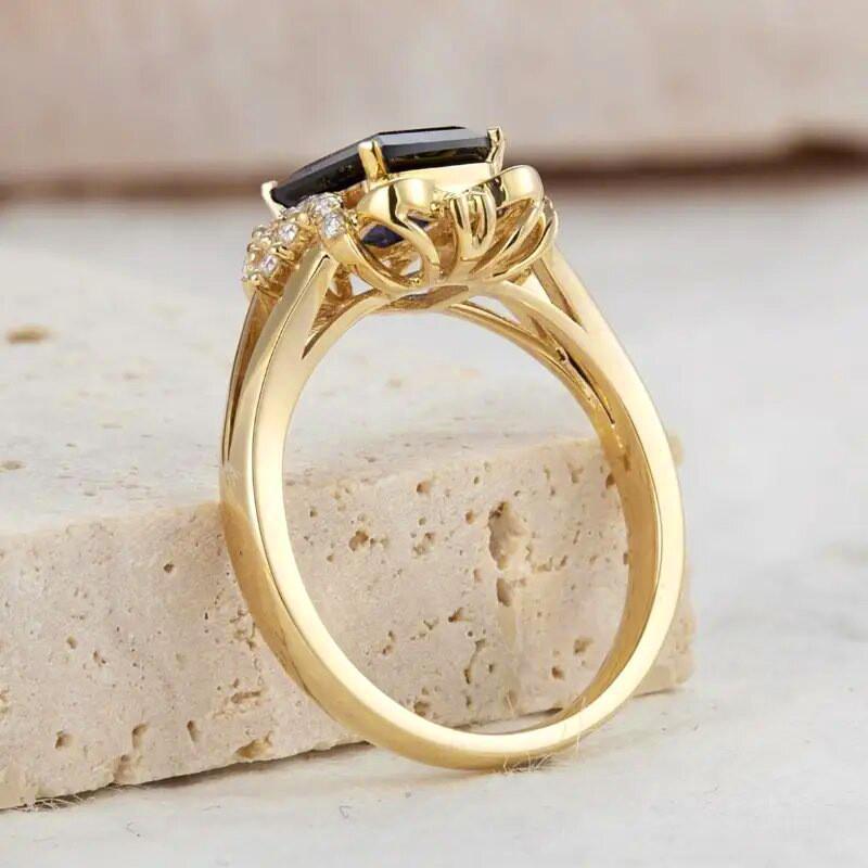 CopperRings with Blue Cubic Zirconia Fashion Graceful Engagement Jewelry for Women Elegant Charms Accessories