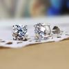 Silver Classic Zircon Four-Claw Stud Earrings Unisex Personalized Fashion Trendy Temperament Earrings