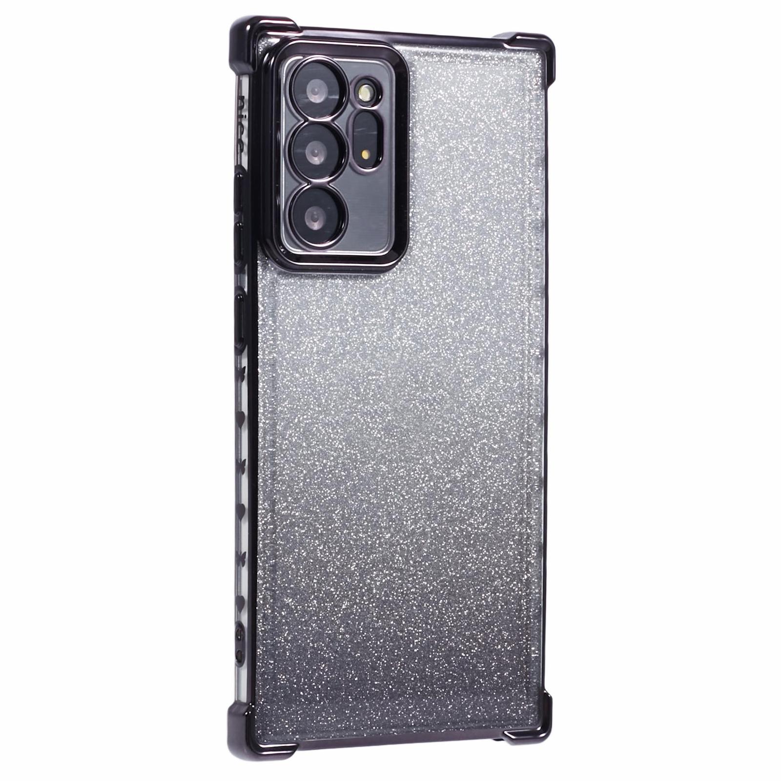 

For Samsung Galaxy Note20 Ultra/Note20 Ultra 5G Case TPU Gradient Glitter Phone Cover Love Heart Frame Black