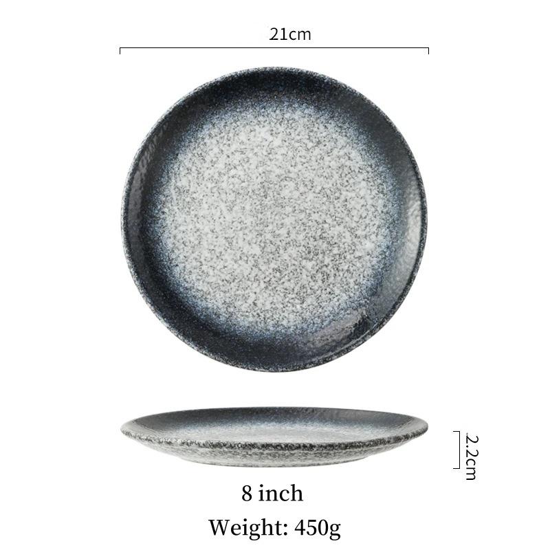 Multifunction Black Ellipse Circle Dinner Plate Under-Glazed Ceramic Dessert Tray Steak Pasta Dish Dinnerware Microwave Safe