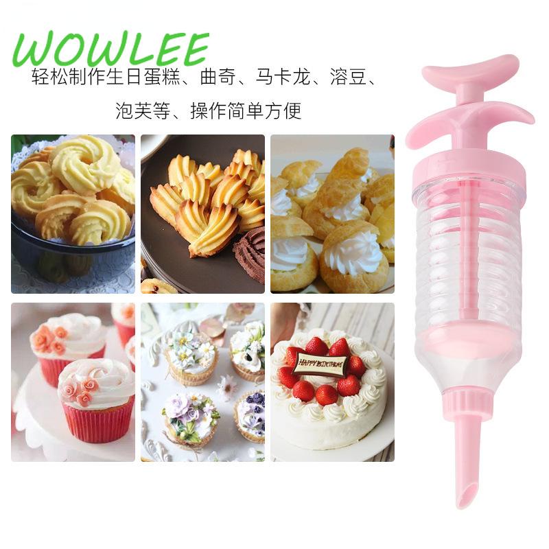 8Pcs Confectionary Cookie Tips Plastic DIY Pastry Syringe Extruder Cream Nozzle Cake Decorations Tools Gun