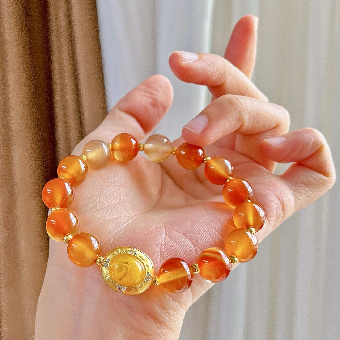 10Mm Natural Ice Transparent Chalcedony Design Bracelet Bracelet