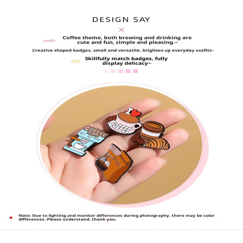 Ich Liebe Kaffee Emaille Brosche Kaffeebohne Anstecknadeln Croissant Kaffeemaschine Tasche Kreativer Kaffee Metallabzeichen Schmuck Freund Geschenk