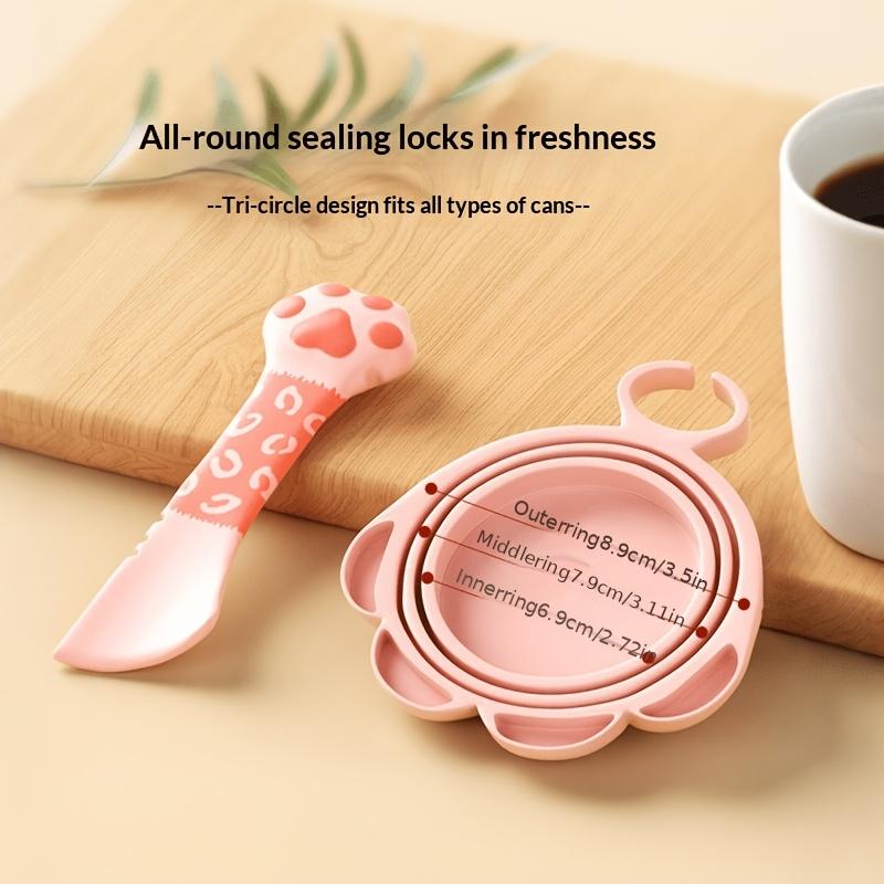 Conjunto de 4 Peças de Colheres para Comida de Animal de Estimação Patinha de Gato, Abridor de Latas e Raspador de Tampa Multifuncional para Comida Úmida de Cão e Gato