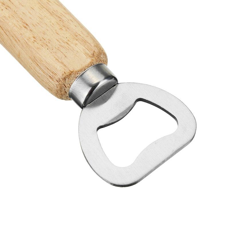 5pcs/1pcs Rubber Wood Handle Bottle Opener Beer Wine Soda Cap Opening Handheld Tool