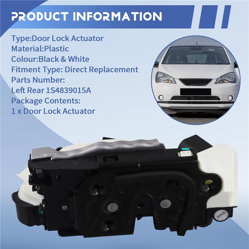A58X-Door Lock Actuator 1S4839015A Car Door Lock Block Actuator Forskoda CITIGO Seat Mii VW Motor Lock Assembly Left Rear Black  White Left