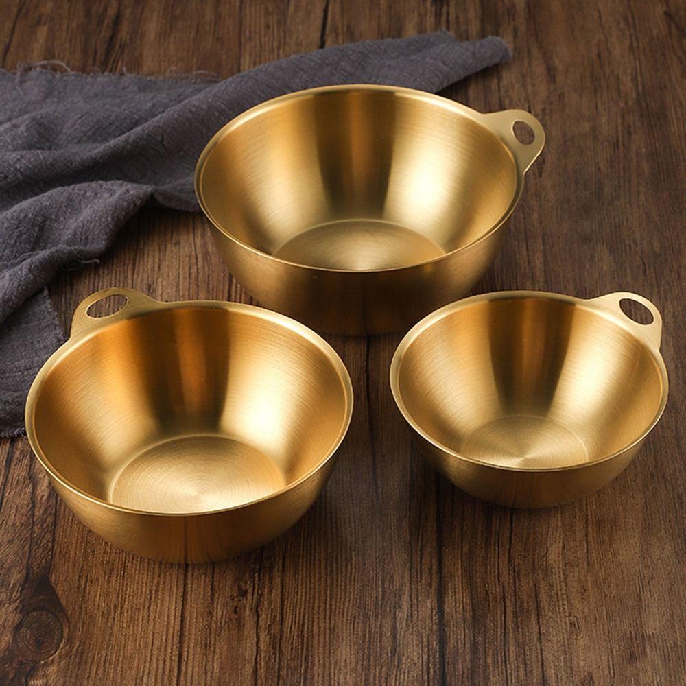 Gold/Silver Stainless Steel Salad Bowl Large Capacity Food Container Soup Bowl  Salad Serving