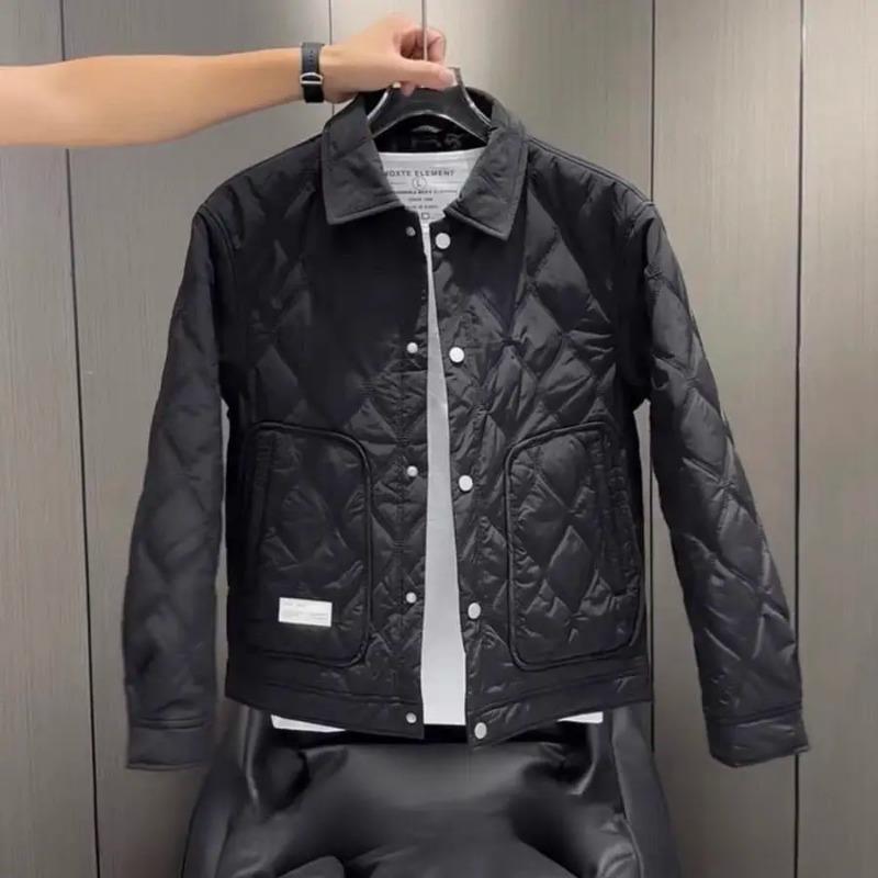 Autumn Men's Diamond-shaped Cotton Jacket Winter Fashion Cotton Jacket Coat 2025
