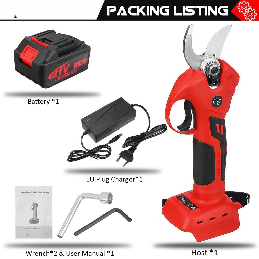 600W 21V Efficient Pruning Fruit Tree Bonsai Cordless Electric Shear Professional Brushless Secateur Tree Branch Pruner 1*Battery