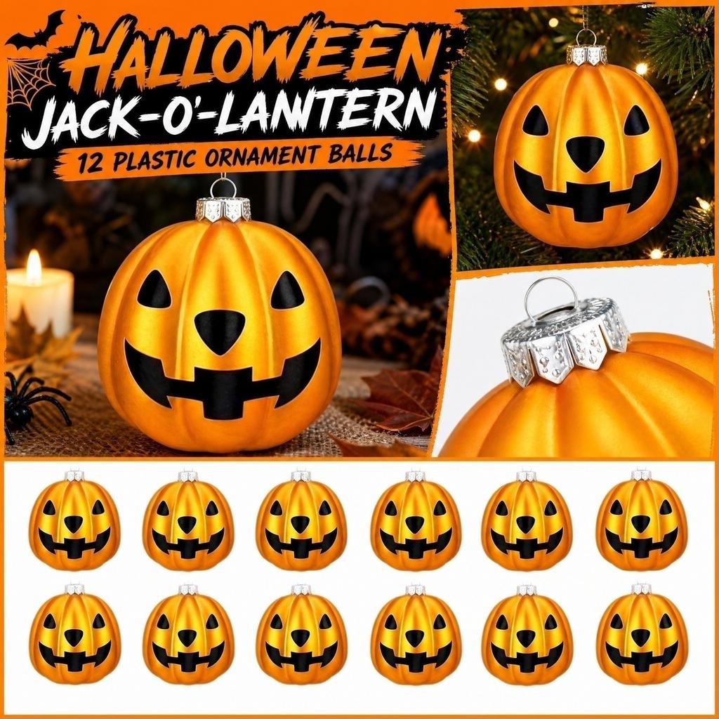 12-Pack Halloween Plastic Decoration Balls for Party Favors and House Decor