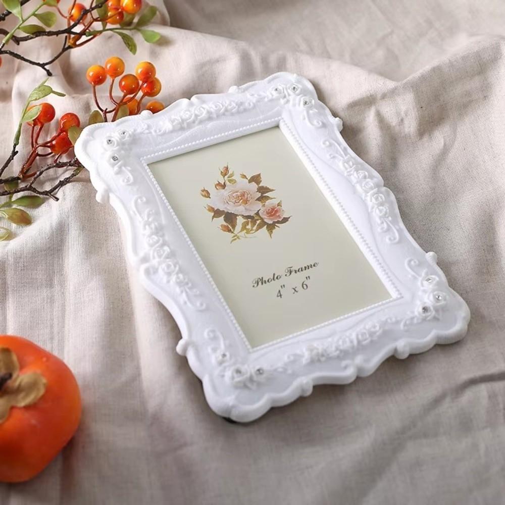 Rose Embossed Photo Frame Resin Desk Photo Frame Classic Picture Frame  For Bedroom Office Desk