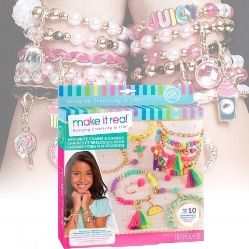 Sparkling Star And Moon Diy Beaded Bracelet Kit For Girls Crystal Jewelry Creation Set