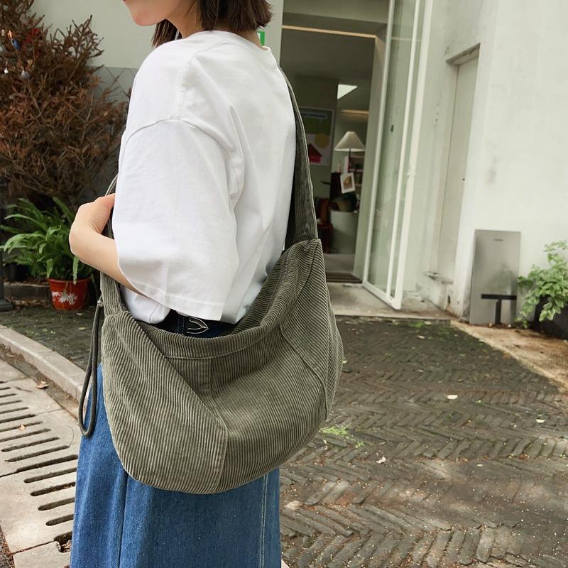 Corduroy Large Capacity Crossbody Bags for Women Vintage Hobos Shoulder Bag Ladies Solid Color Fashi Female Purses Handbags