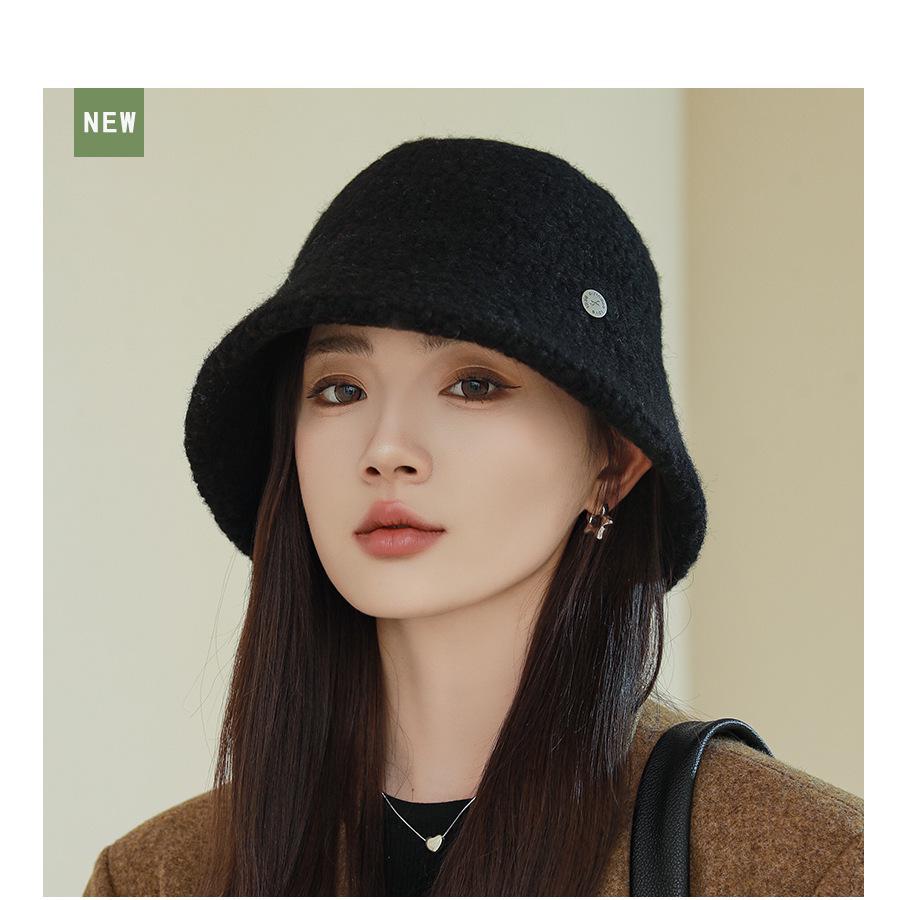 Women'S Bucket Hat Autumn Winter Hat Wool Wide Brimmed Sunshade Bob Cap Keep Warm Casual Vintage Lady Hat Accessories