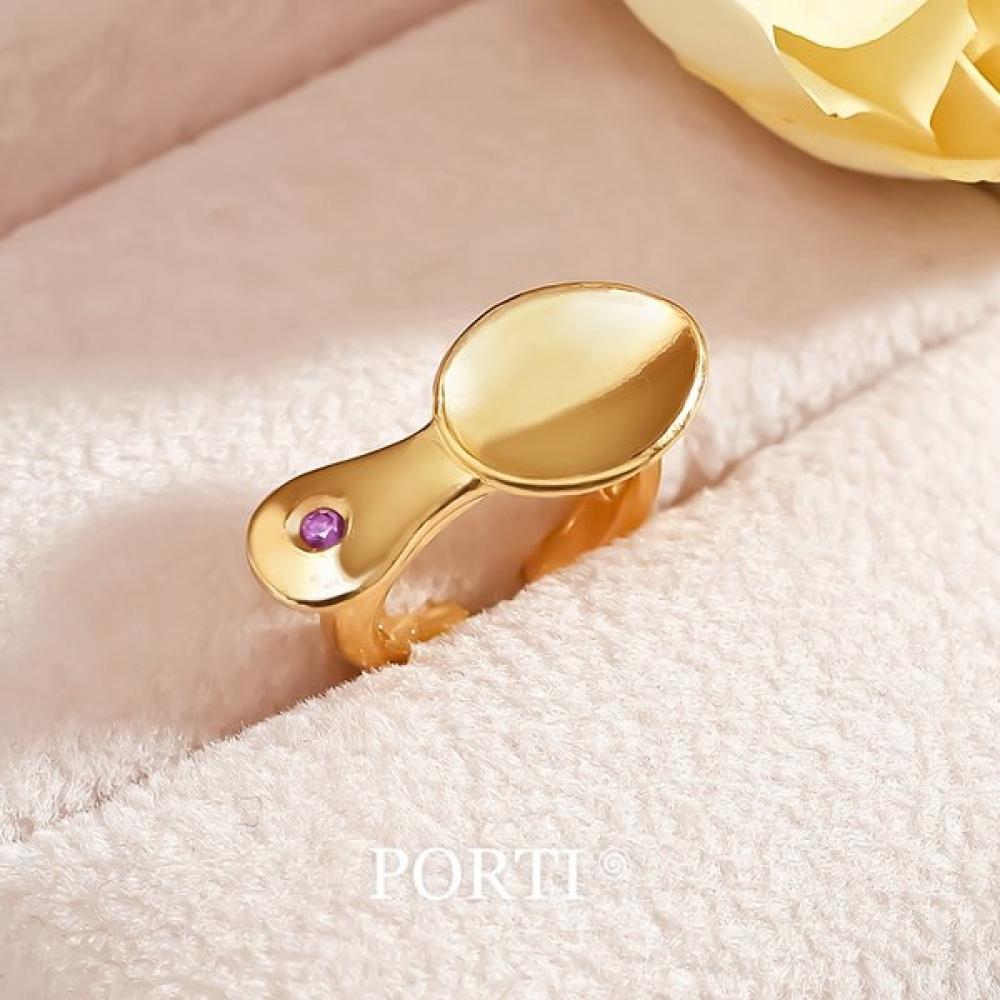 Porti 24k Birthstone Gold Spoon Ring 100 Day Ring 1.875g