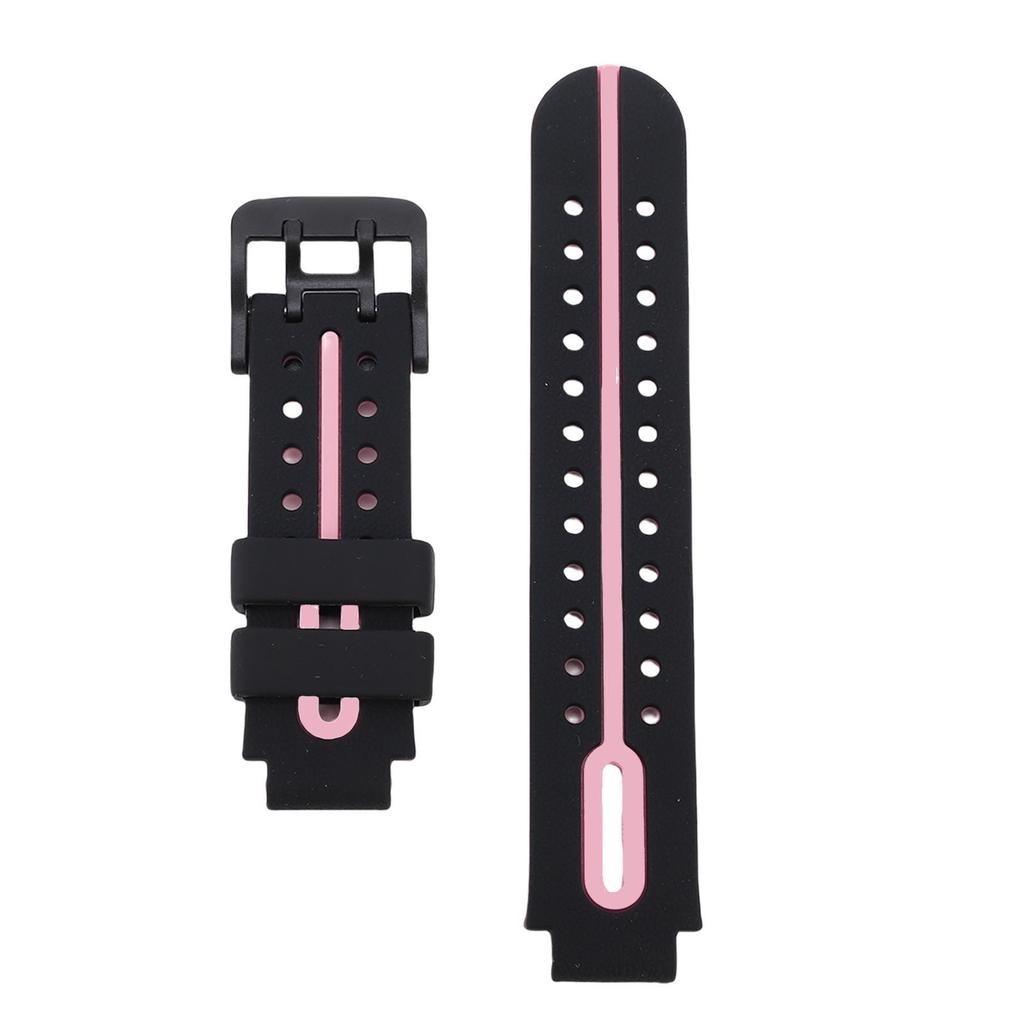 15mm Kids Smart Watch Strap Water Proof Silicone Watch Band with Stainless Steel Buckle for Sports Pink