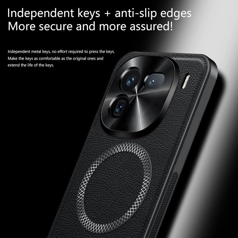 For iQOO 12 and iQOO 12 Pro Case Magnetic Elegant Leather Wear-Resistant Lens Fully Covered Non-Slip Grip Edge Cover Shell