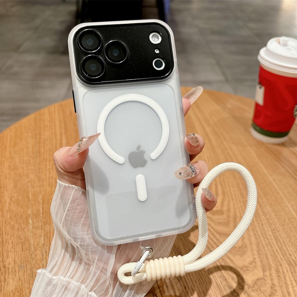 Tempered film with lens with lanyard Magnetic Case For iPhone 17 ProMax 17Pro Air Magsafe Wireless Charge Armor Shockproof Cover
