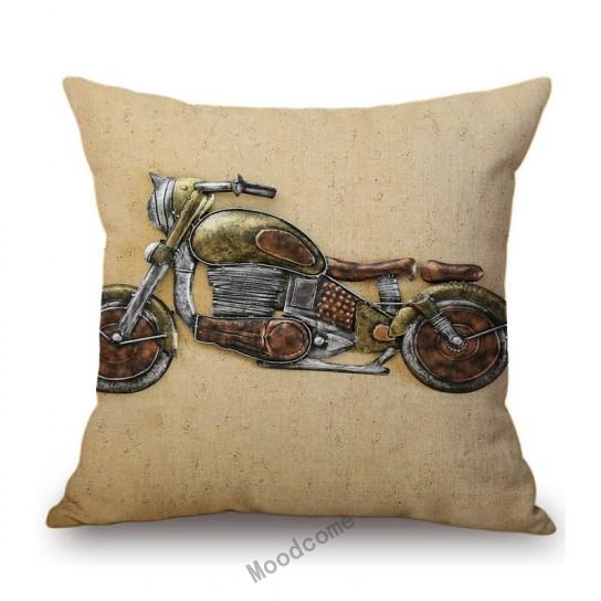 Vintage Motorcyle Chopper Poster Art Cafe Bar Industrial Mechanic Decoration Style Sofa Pillow Case Retro Linen Cushion Cover