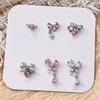 Nail Art Diamond Pink Zircon Bow Pendant Jewelry New Light Luxury Silver Butterfly Love Diamond