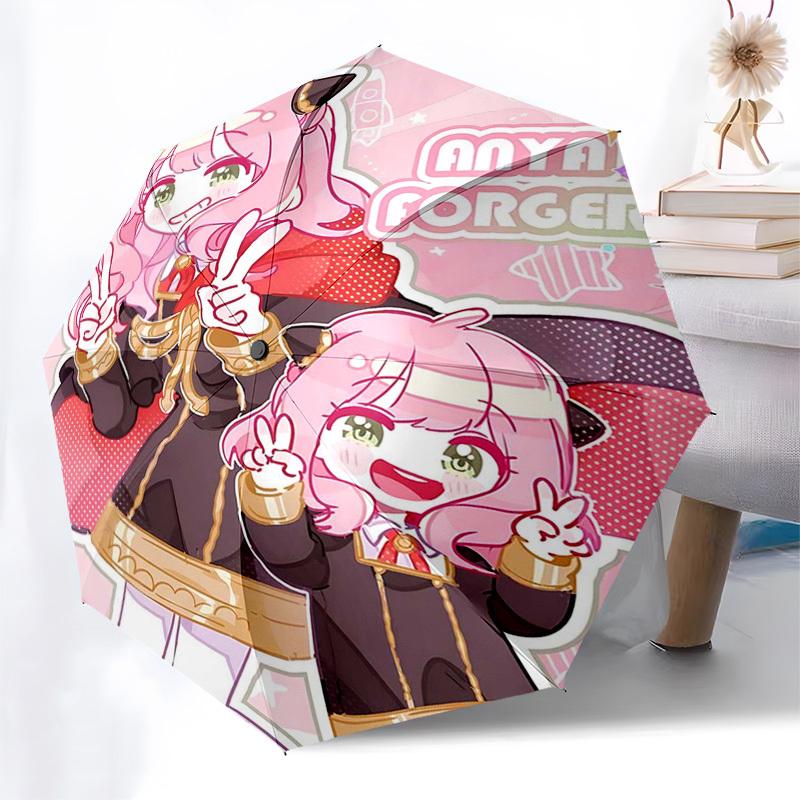 

1pc Anya Forger Anime Character Umbrella - Automatic Opening with Foldable Design, Iron Frame, Outdoor Use, Festival Gift for Fans, Travelers, Daily U