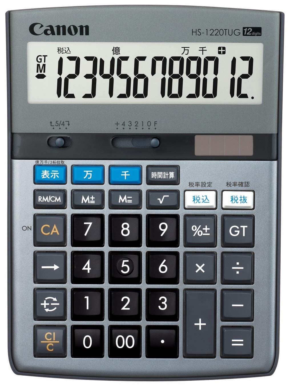 

Canon Calculator 12 Digits Desktop Size Time Calculation Tensile Units Function Gray HS-1220TUG сірий колір