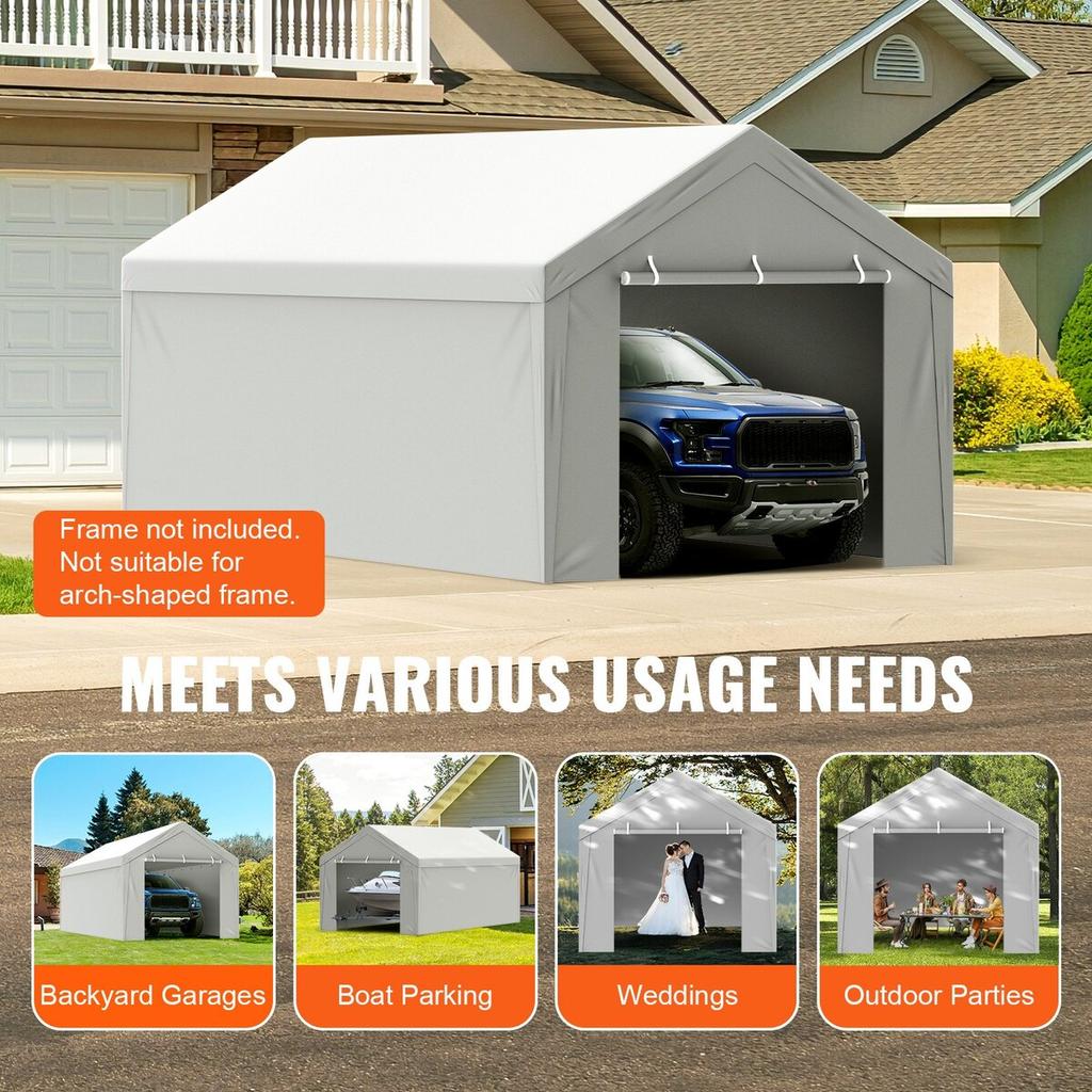 Carport Replacement Canopy Cover Top + Side Wall 6000 X 3000 Mm, Garage Tent Shelter Tarp Heavy-Duty Waterproof & UV Protected, Easy Installation with