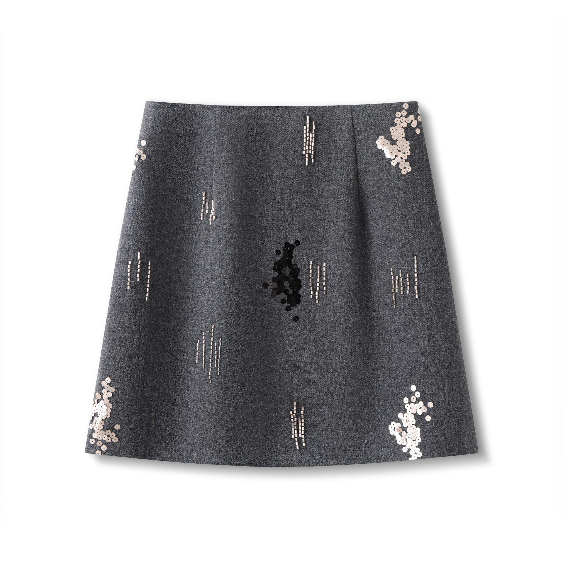 

Chic Petite A-Line Sequin Skirt for Women - Spring/Autumn 2026 30/2XL (Recommended for 125-135 kg) серый