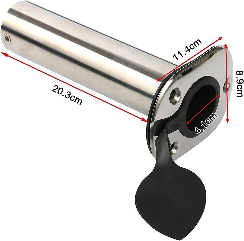 Amarine Made Stainless Steel 90-Degree Rod Holder 4-Piece Set, Boat Grip Mount Type, Hardened Internal Guard, Boat Rod Holder