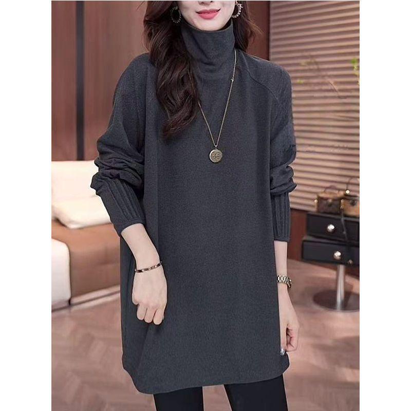 Plus Size Women's High Neck Thermal Fleece Long Sleeve Slimming Top for Autumn/Winter