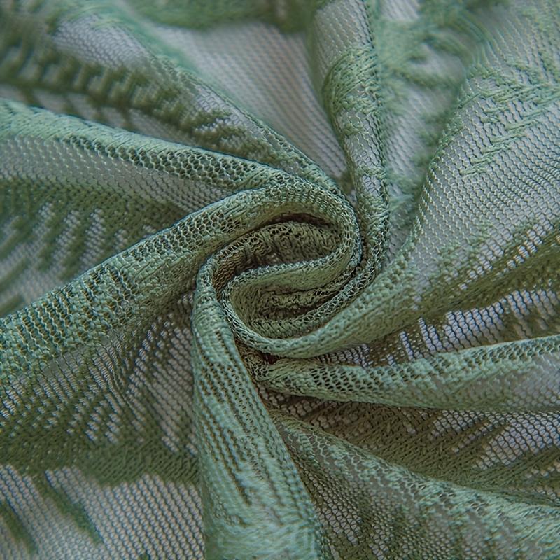 1 Panel French Country Green Leaf Print Semi-Sheer Gauze Curtain with Grommet Top Curtains For Living Room, Curtains For Bedroom, Sheer Curtains