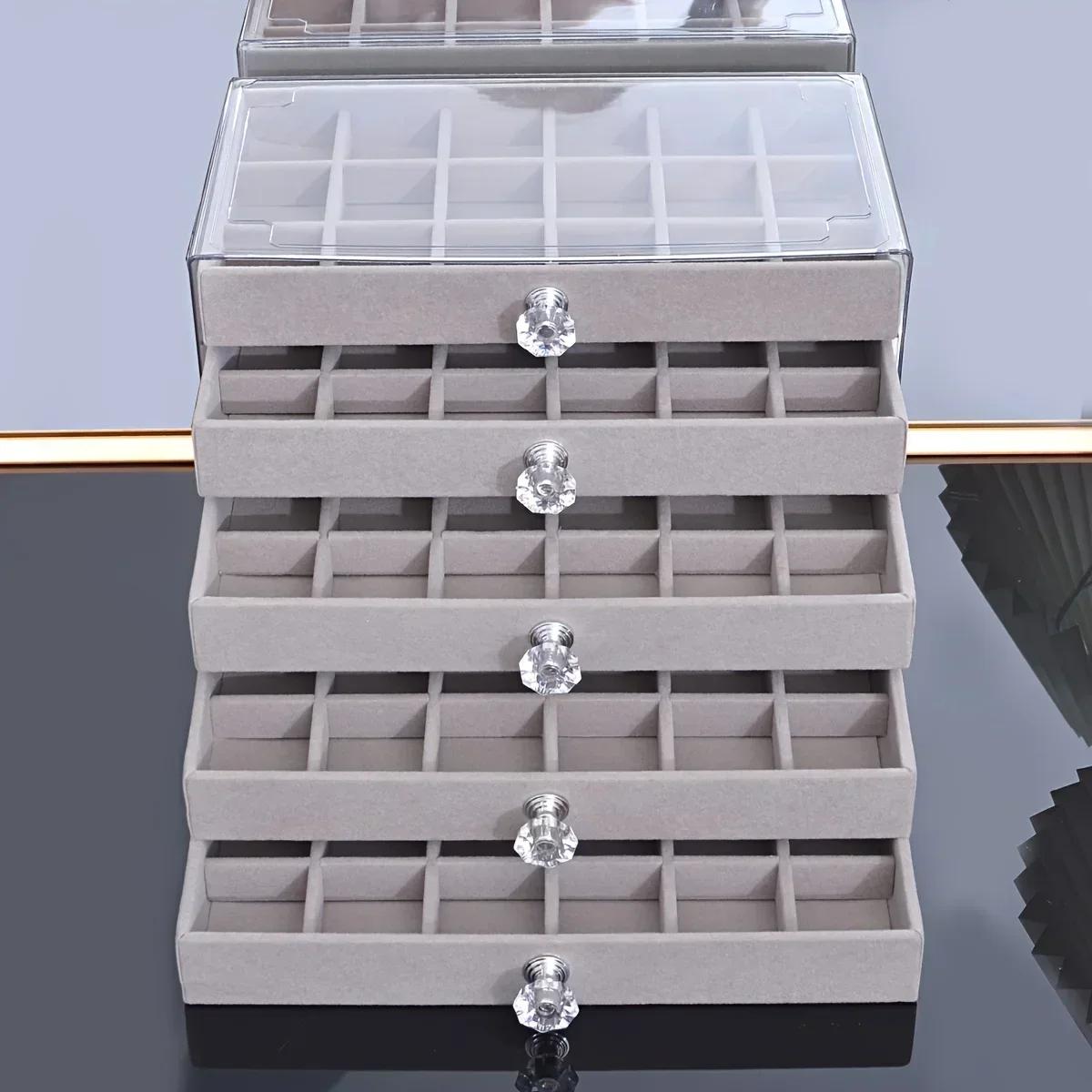 Transparent Home Desktop 5-Tier Countertop Drawer Jewelry Box Storage Box Earring Storage Box, Jewelry Boxes