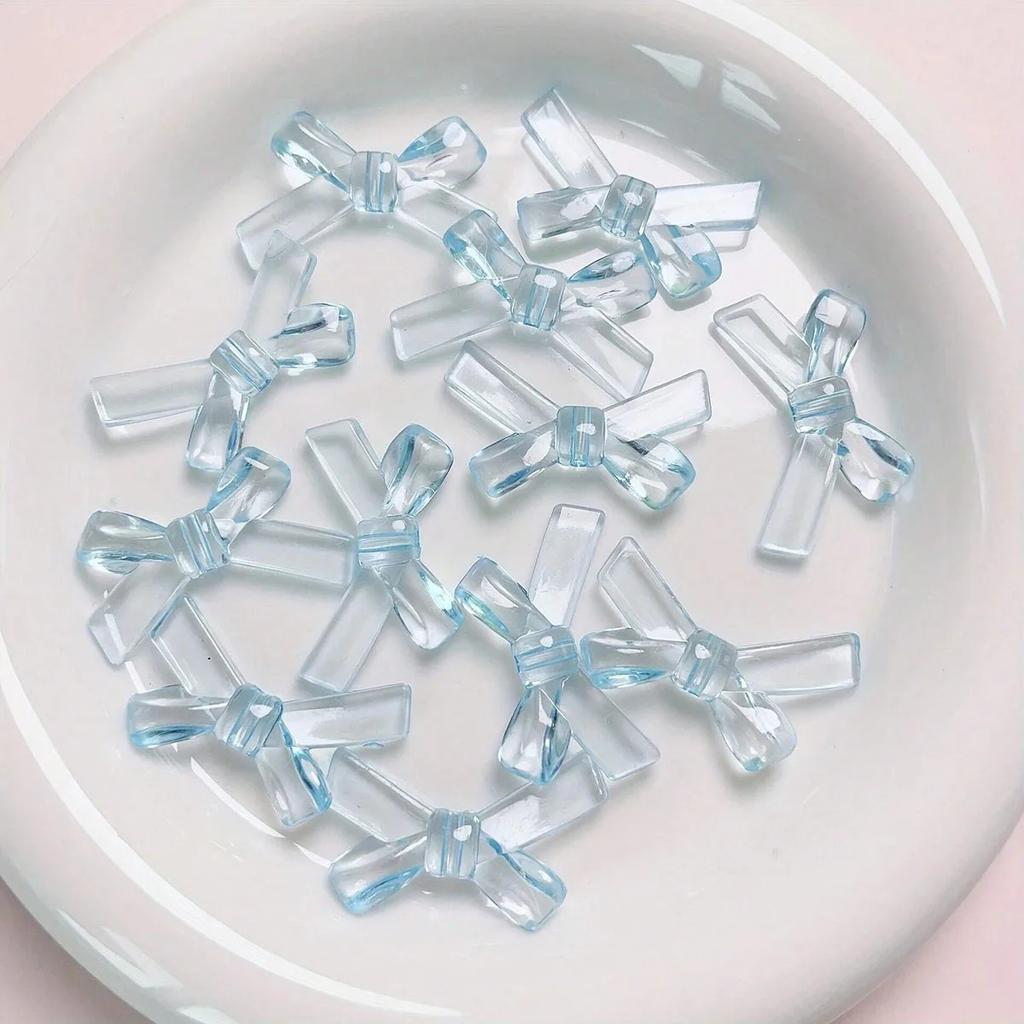30Pcs Transparent Acrylic Bow Tie Beads Bow Knot Charms For Jewelry Making Diy Necklace Bracelet Key Chain Accessories