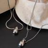 Silver Tone Metal Layered Necklaces Shiny Water Drop Pendant Lightweight Comfortable for Women Office Daily Wear