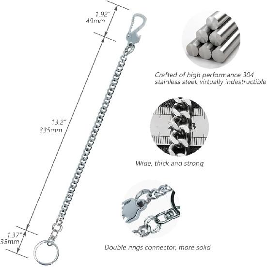 Wallet Chain Stainless Steel Heavy Duty Key Chain with Chain for Biker Trucker Motorcycle Pants Jean